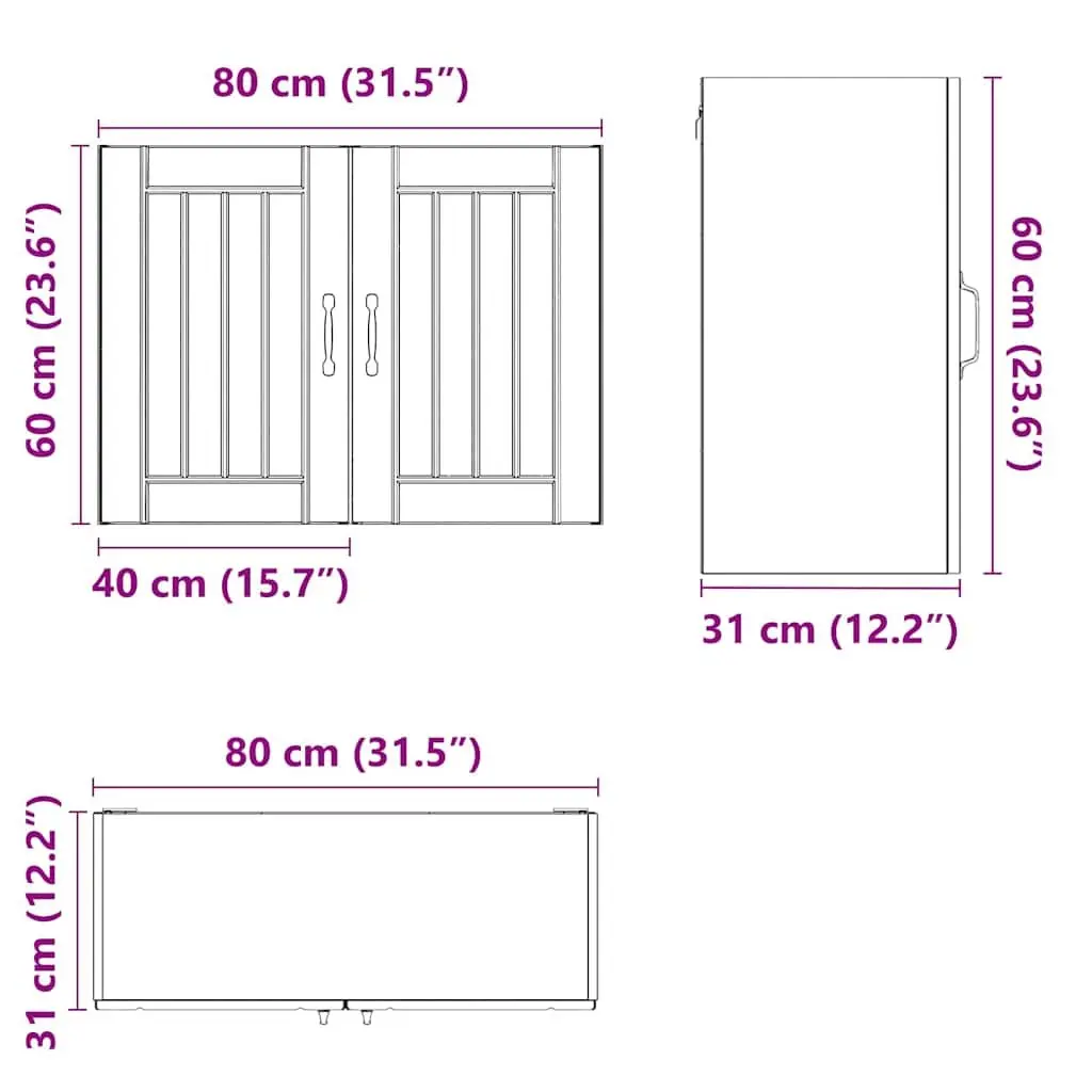 Kitchen Cabinet Engineered Wood Black Wall-Mounted Glass Door