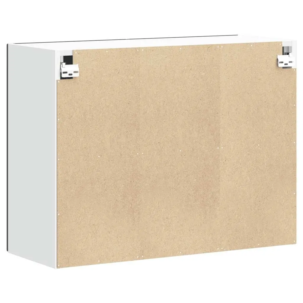 Kitchen Cabinet Engineered Wood Black Wall-Mounted Glass Door