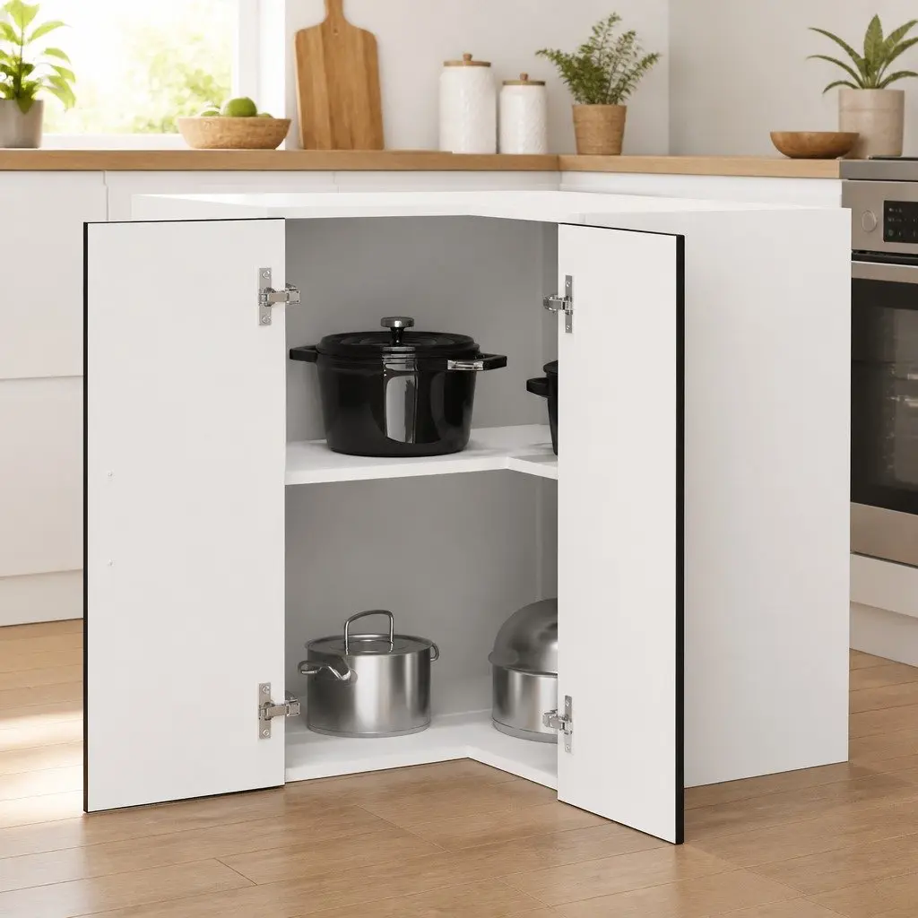 Black Engineered Wood Kitchen Wall Corner Cabinet