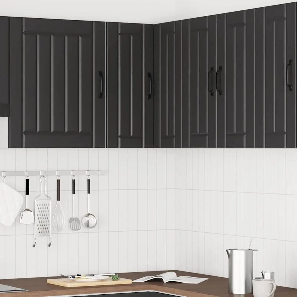Black Engineered Wood Kitchen Wall Corner Cabinet