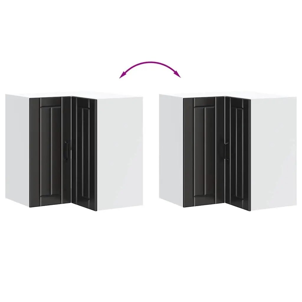 Black Engineered Wood Kitchen Wall Corner Cabinet