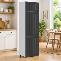Durable Black Engineered Wood Kitchen Cupboard with Storage