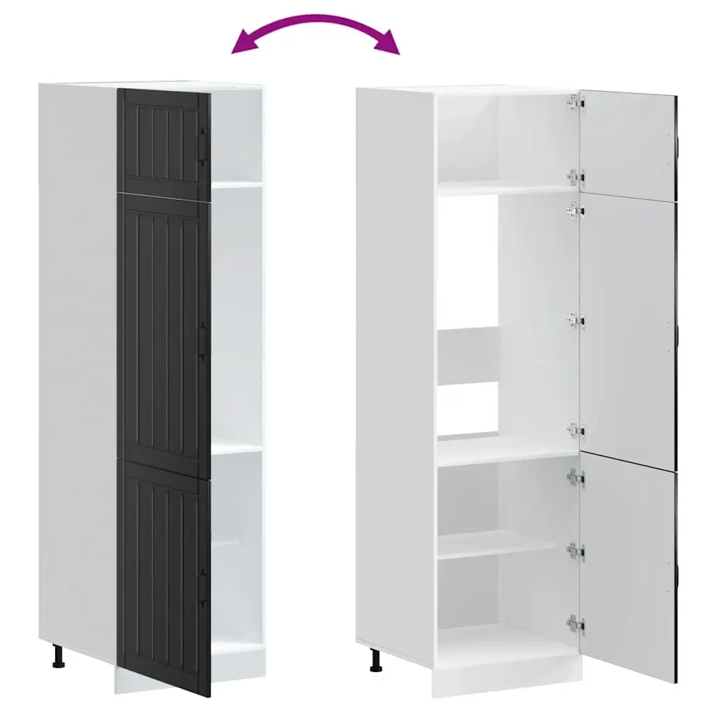 Black Engineered Wood Kitchen Cupboard with Storage