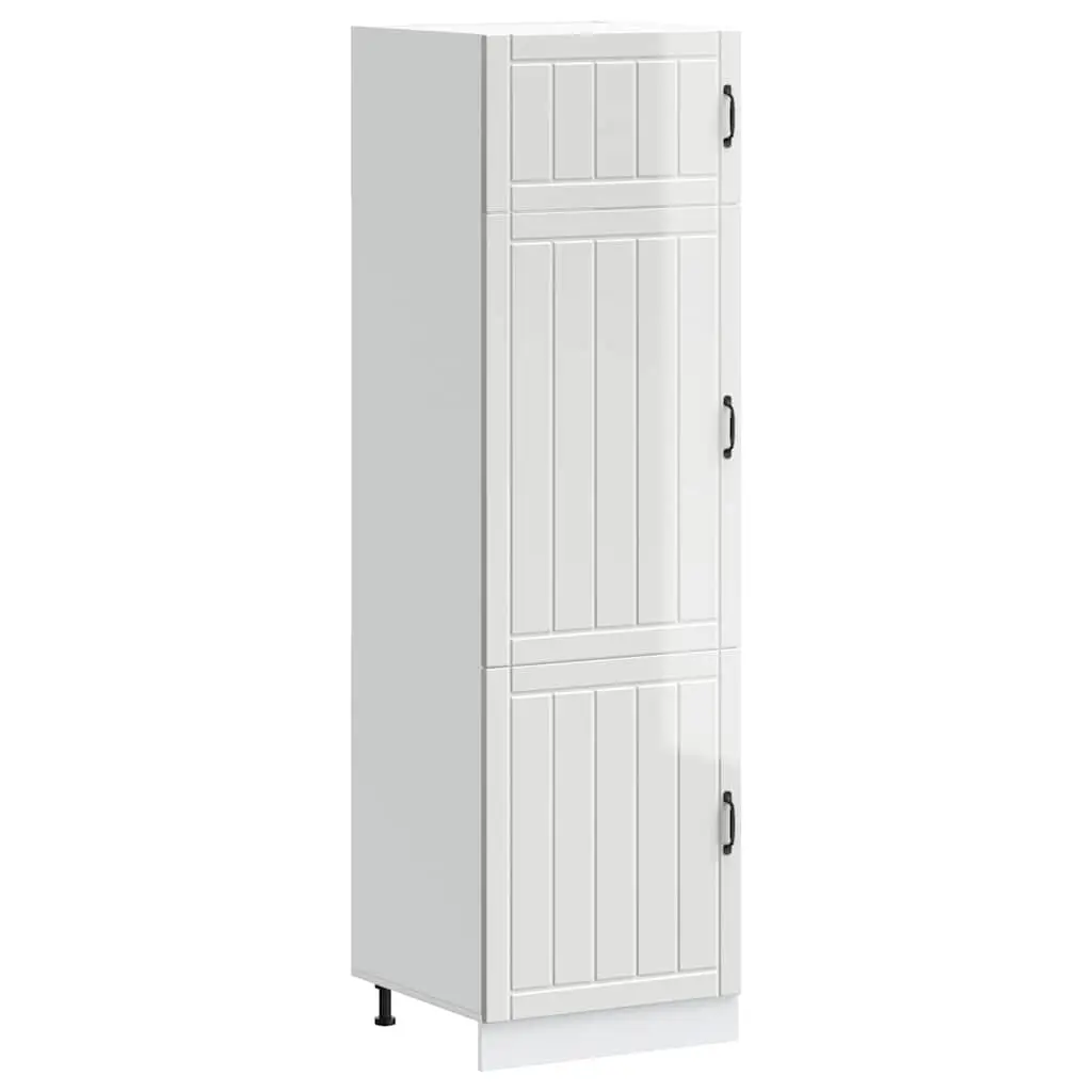 High Gloss White Kitchen Storage Cabinet with Engineered Wood
