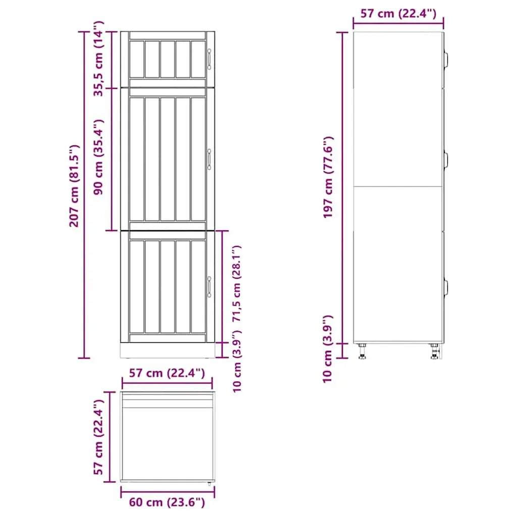 High Gloss White Kitchen Storage Cabinet with Engineered Wood