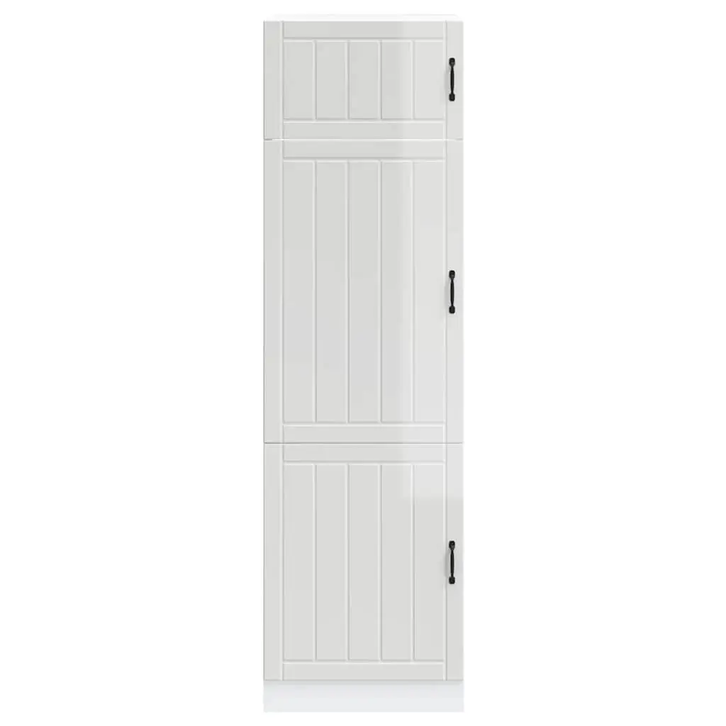 High Gloss White Kitchen Storage Cabinet with Engineered Wood