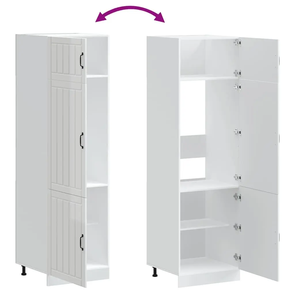 High Gloss White Kitchen Storage Cabinet with Engineered Wood