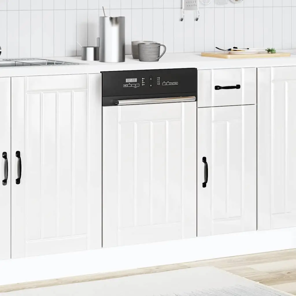 High Gloss White Engineered Wood Dishwasher Front Panel