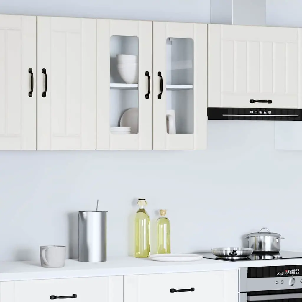Kitchen Cabinet Engineered Wood Wall-Mounted White Glass Door