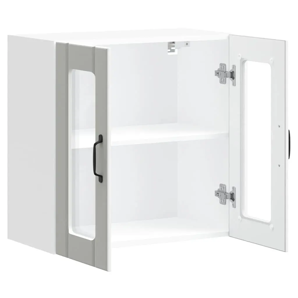 Kitchen Cabinet Engineered Wood Wall-Mounted White Glass Door
