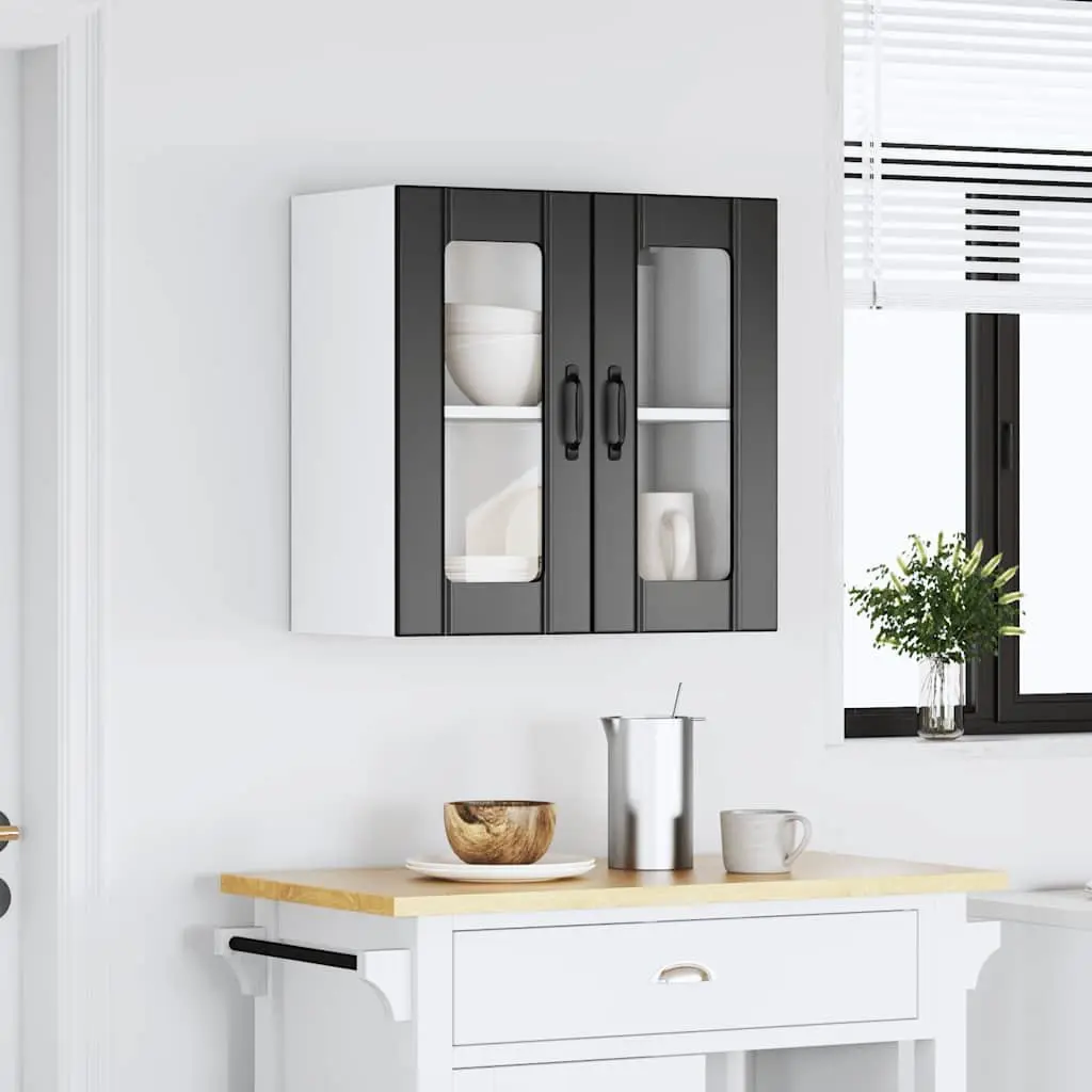 Black Glass Door Kitchen Wall Cabinet