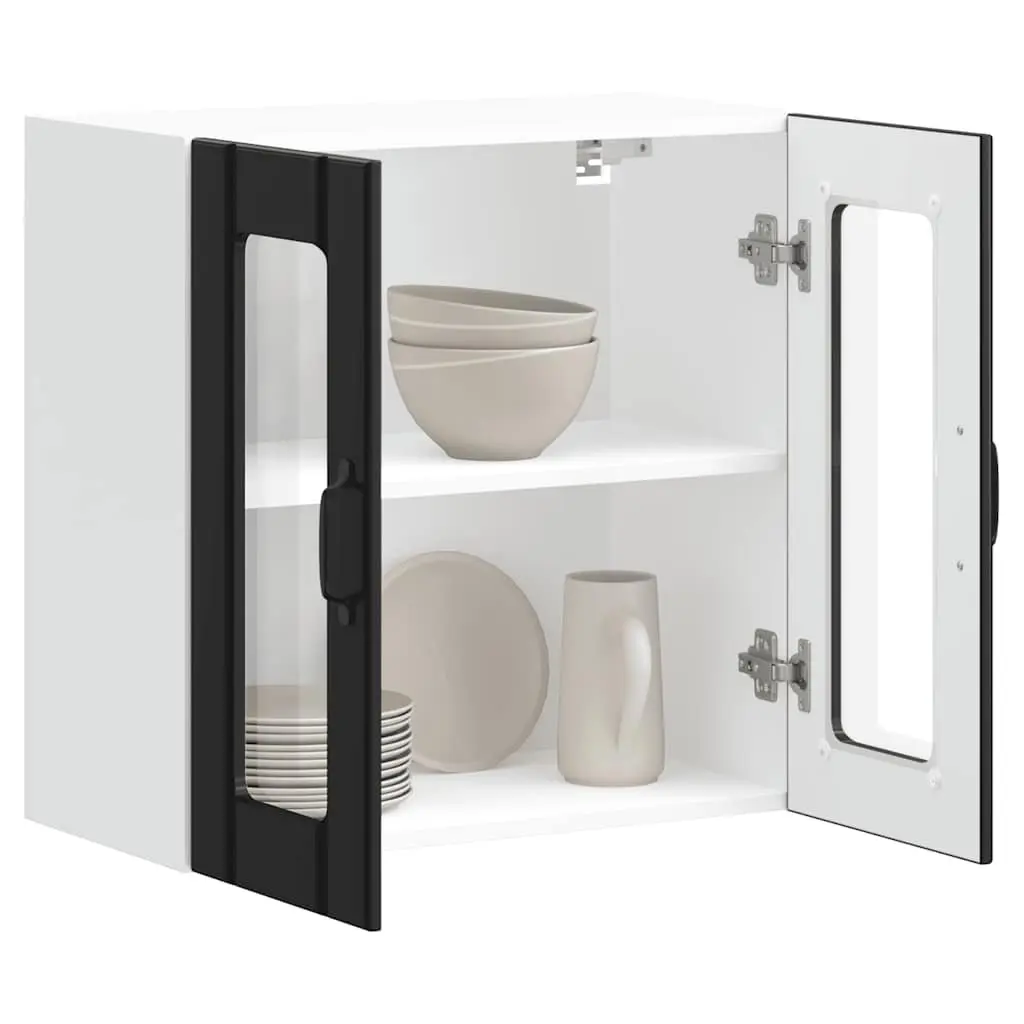 Black Glass Door Kitchen Wall Cabinet