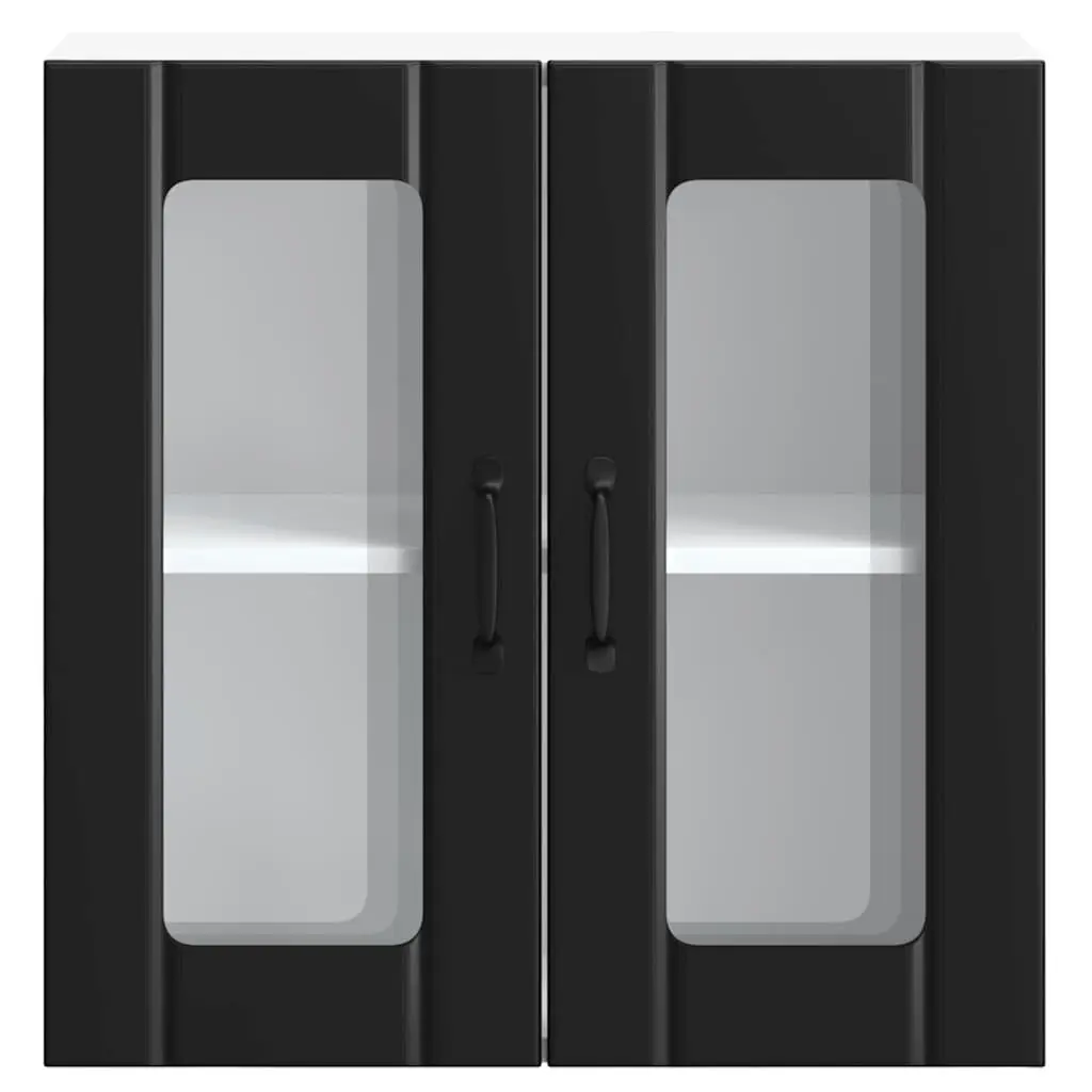 Black Glass Door Kitchen Wall Cabinet