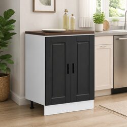 Durable Black Engineered Wood Kitchen Base Cabinet