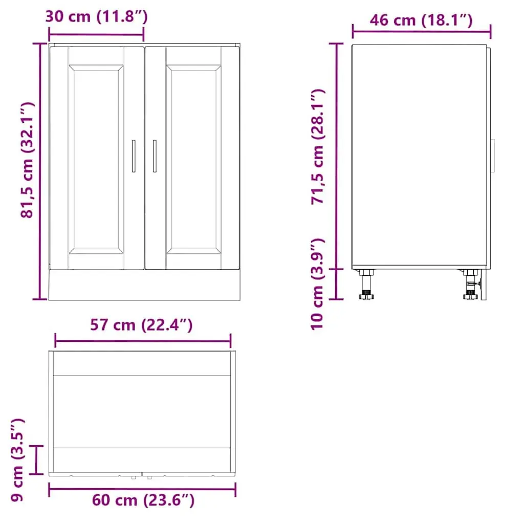 Black Engineered Wood Kitchen Base Cabinet