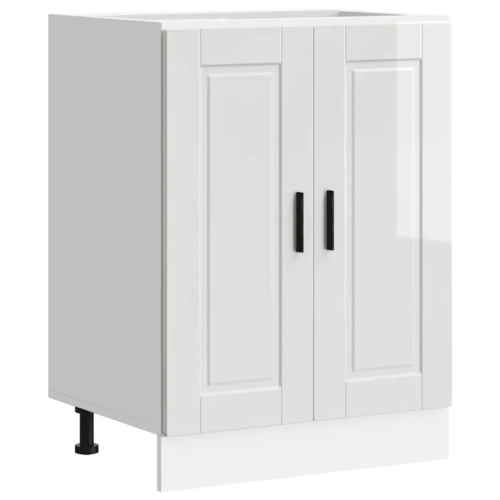 White Engineered Wood Kitchen Base Cabinet