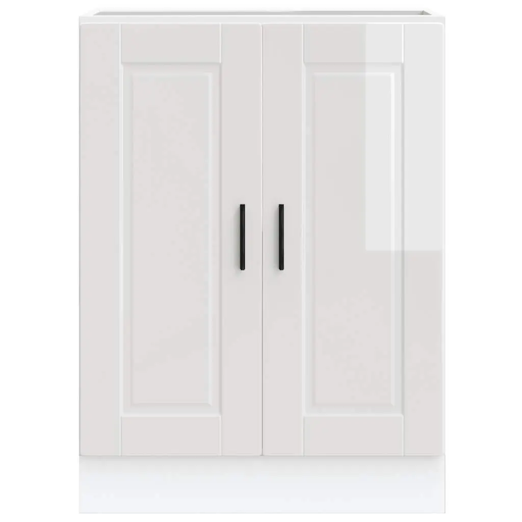 White Engineered Wood Kitchen Base Cabinet