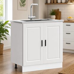 Durable White Sink Base Cabinet for Kitchen Storage