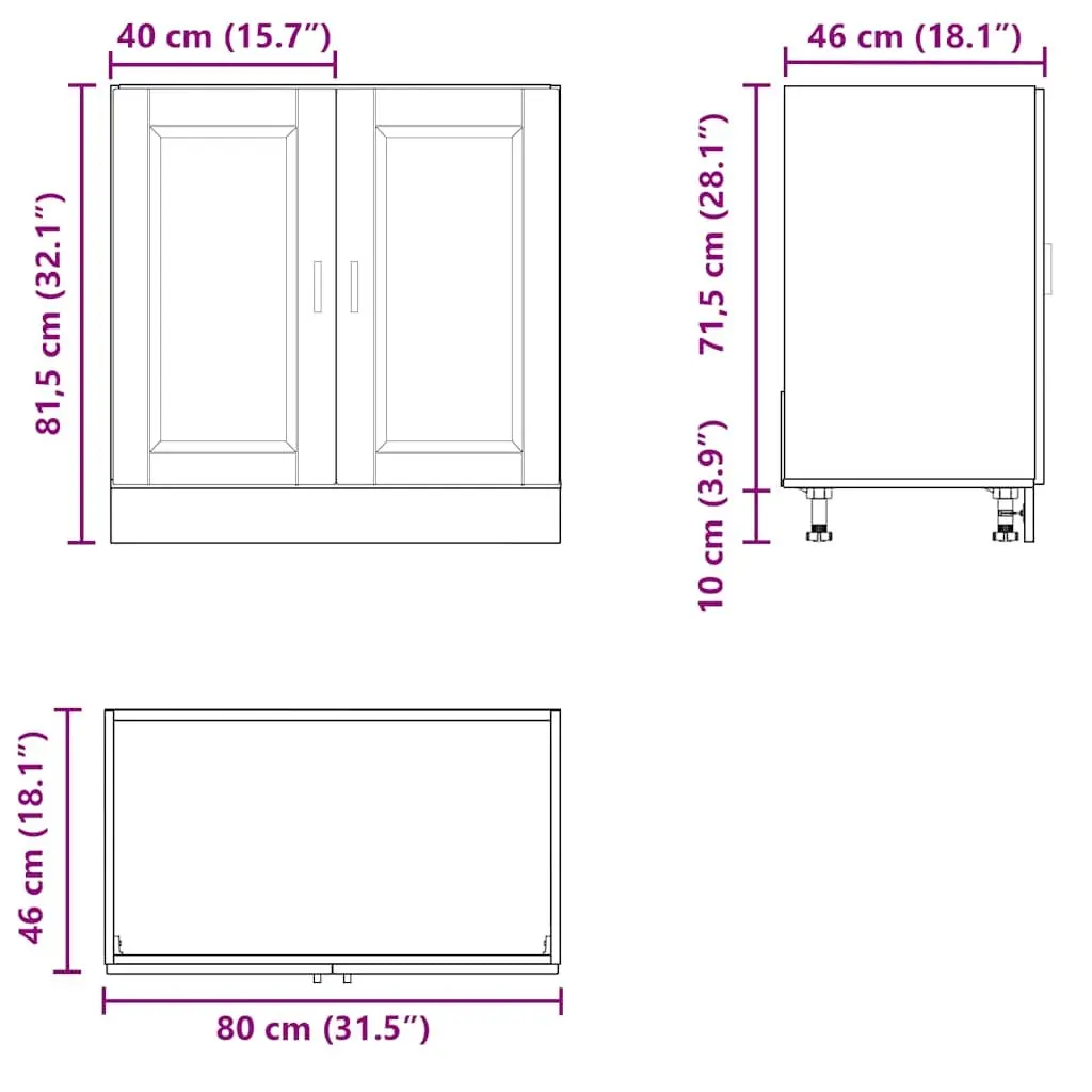 White Sink Base Cabinet for Kitchen Storage