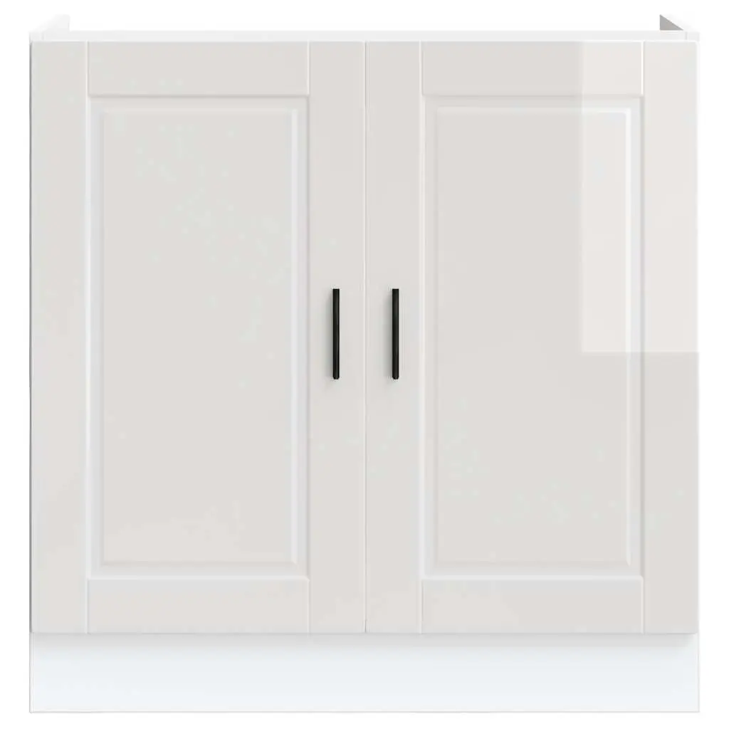 Sink Base Cabinet Engineered Wood 80x46x81.5cm White High Gloss