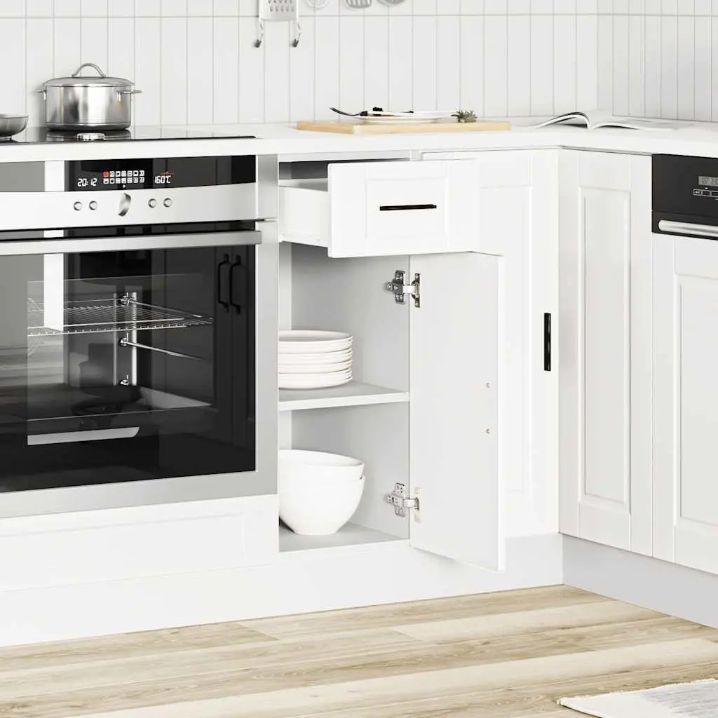 White Engineered Wood Kitchen Base Cabinet with Storage