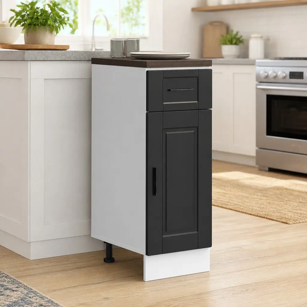 Black Engineered Wood Kitchen Base Cabinet