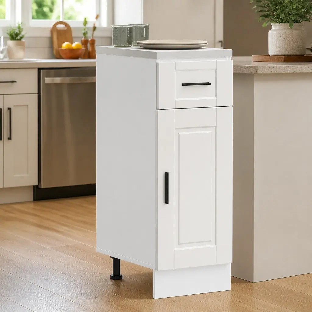 White Gloss Kitchen Base Cabinet with Storage