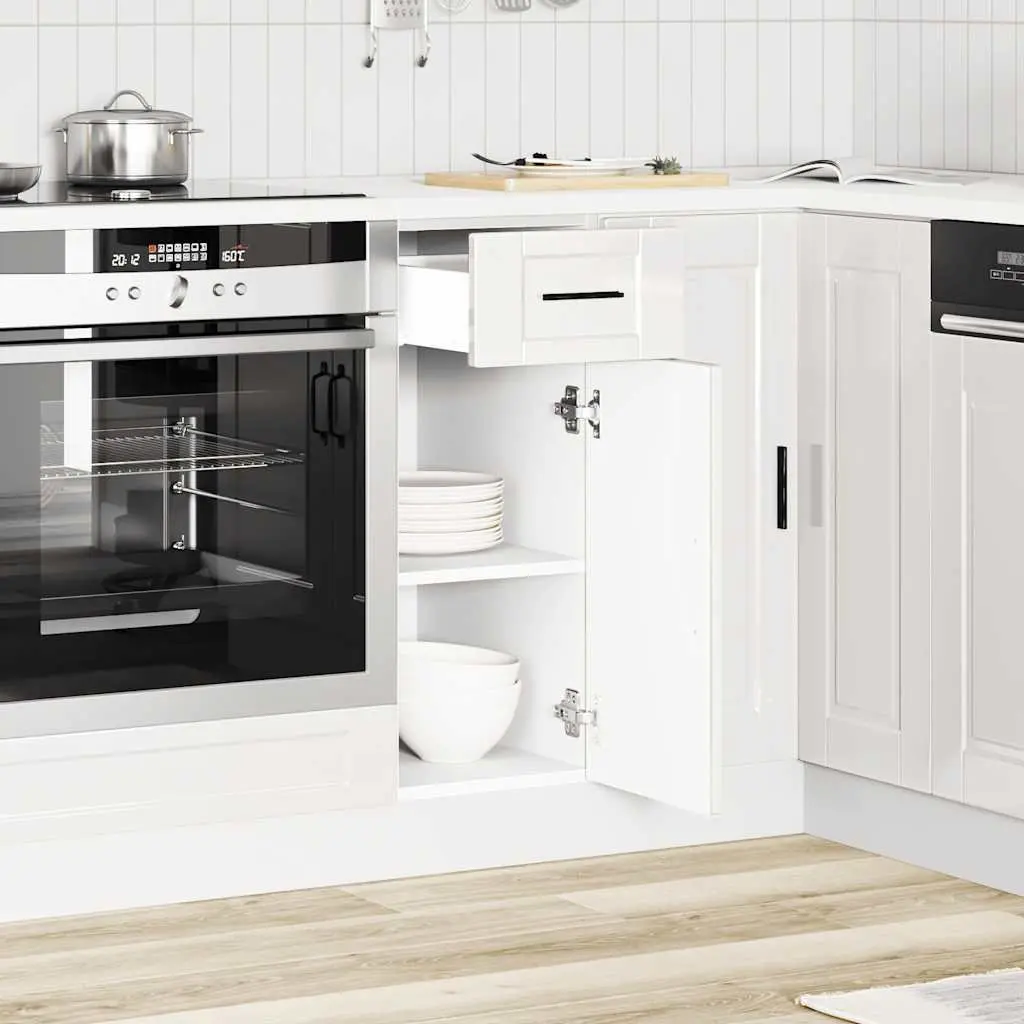 White Gloss Kitchen Base Cabinet with Storage