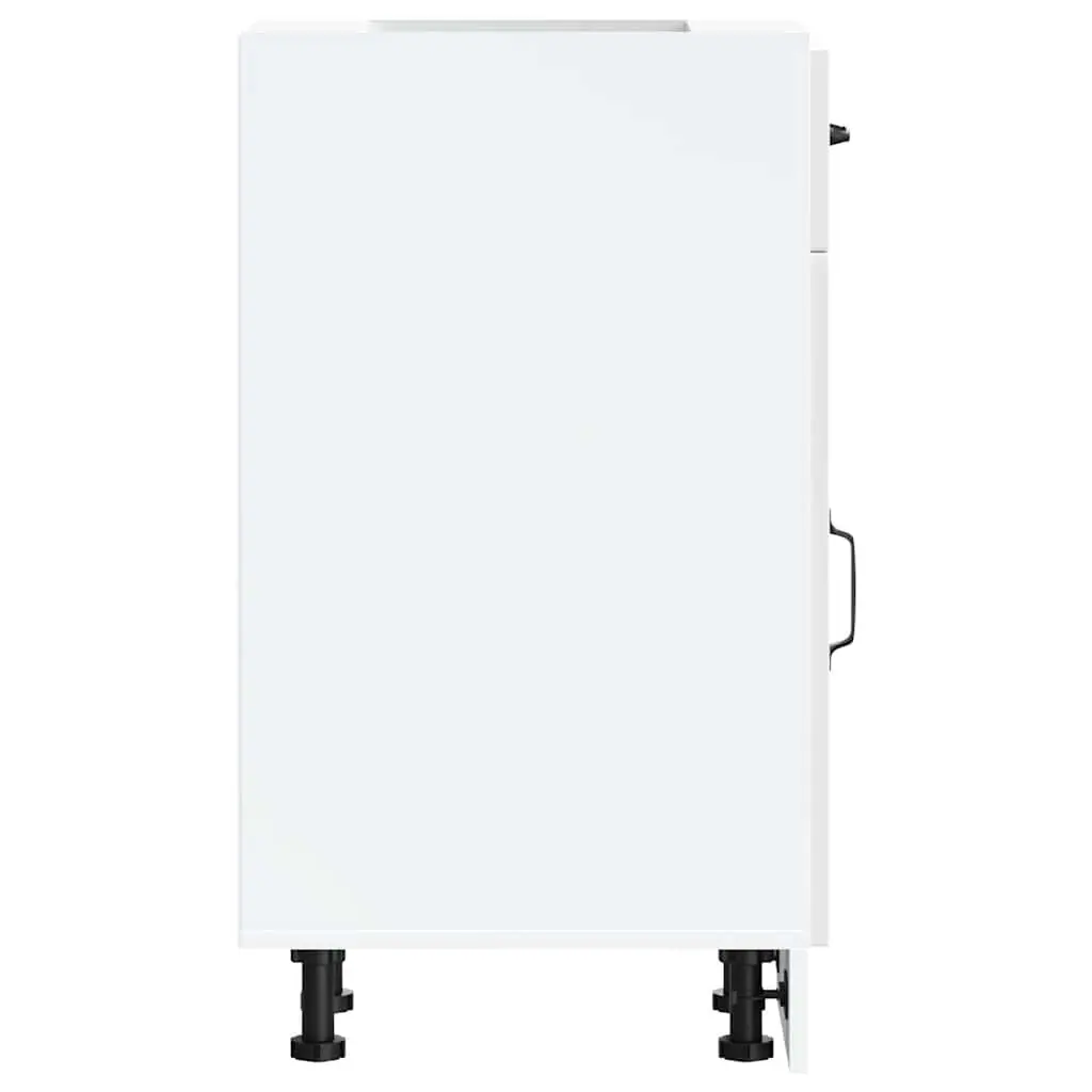 White Gloss Kitchen Base Cabinet with Storage