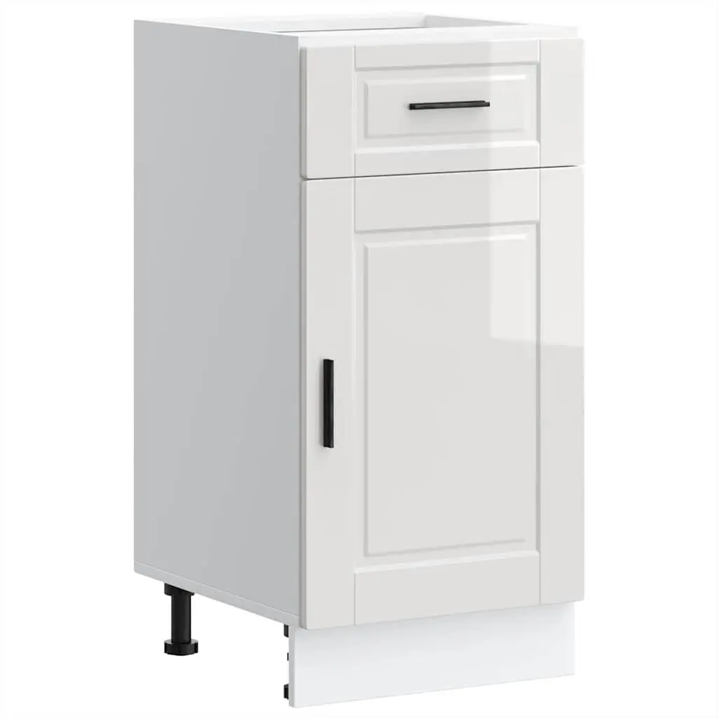 High Gloss White Engineered Wood Kitchen Base Cabinet