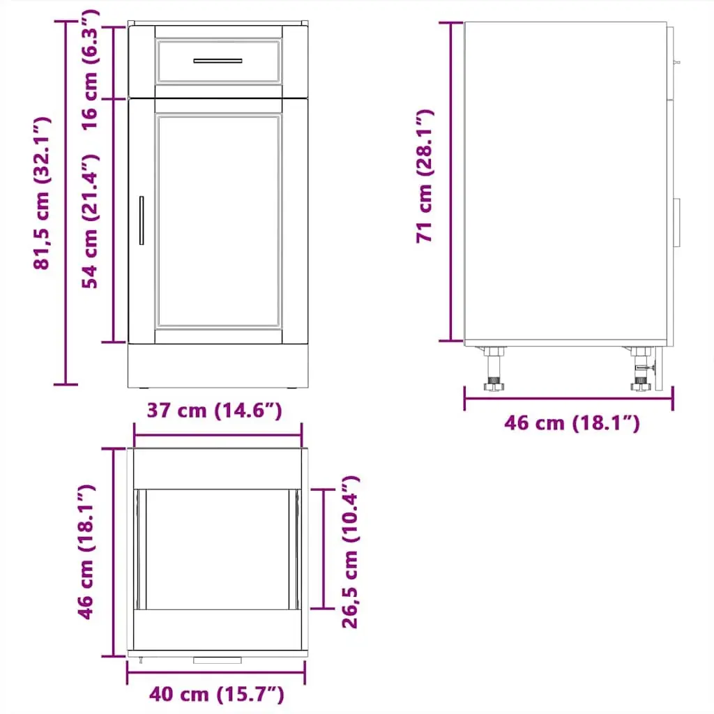 High Gloss White Engineered Wood Kitchen Base Cabinet