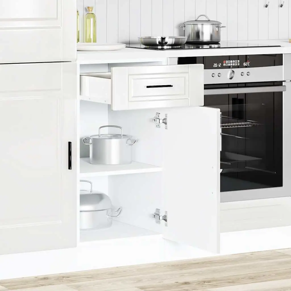 High Gloss White Engineered Wood Kitchen Base Cabinet