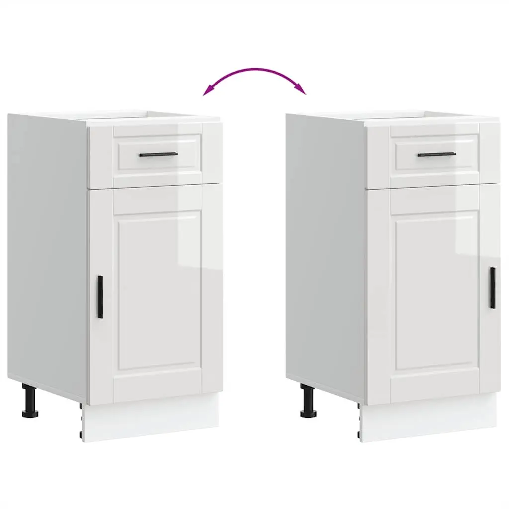 High Gloss White Engineered Wood Kitchen Base Cabinet