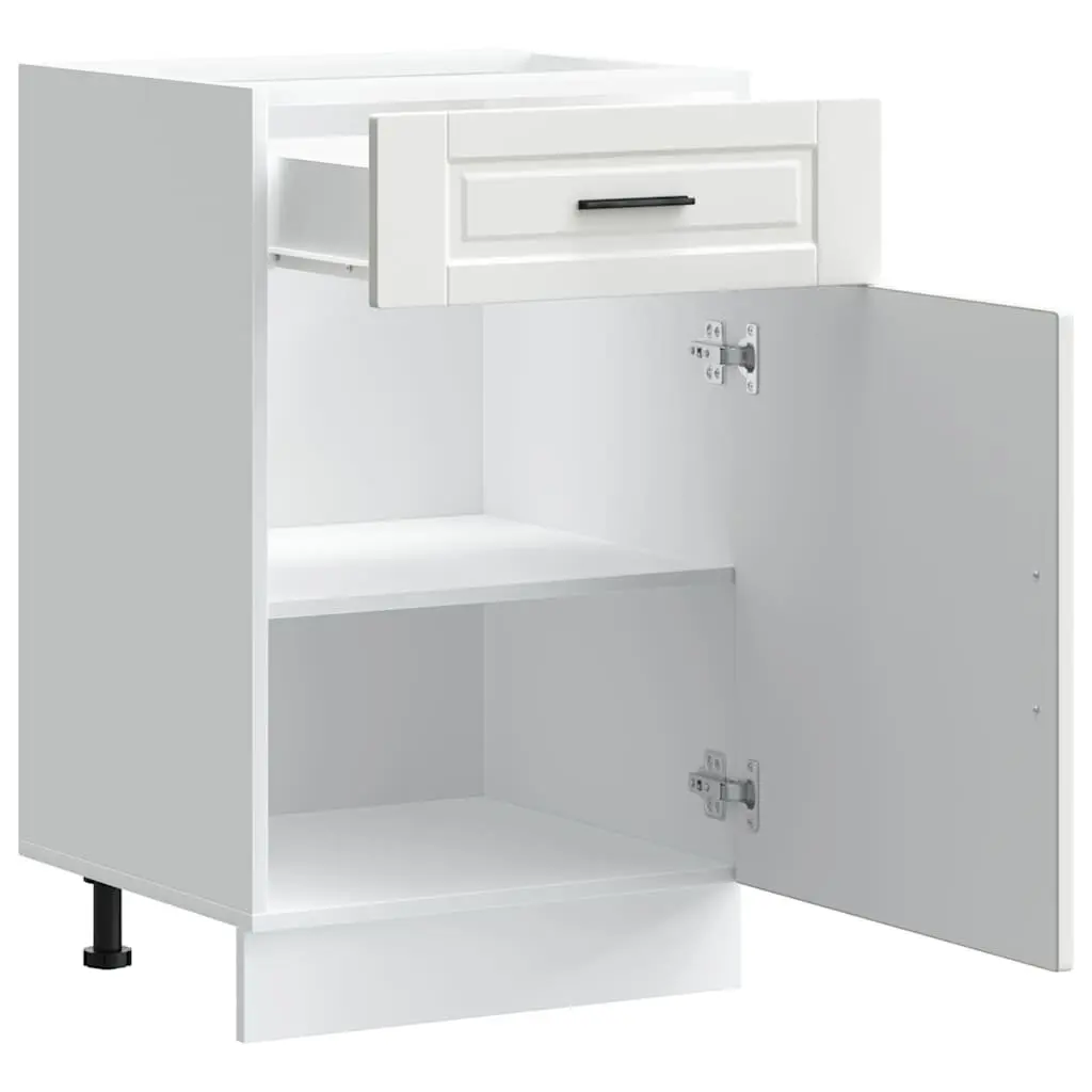 White Engineered Wood Kitchen Base Cabinet