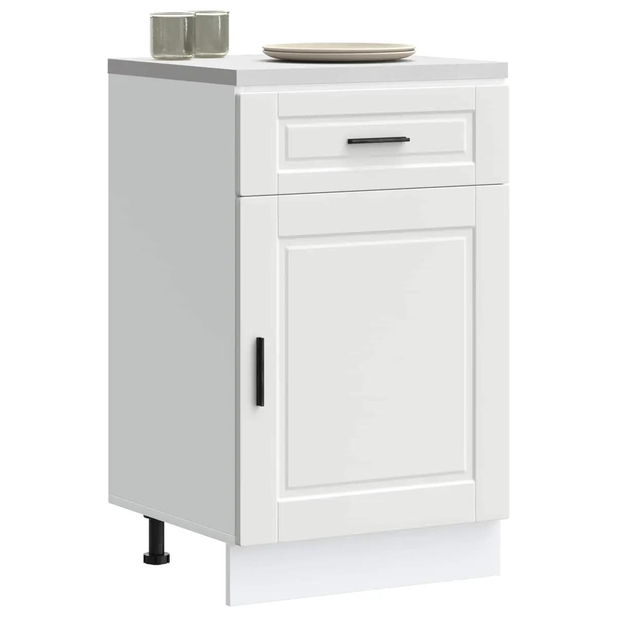 White Engineered Wood Kitchen Base Cabinet