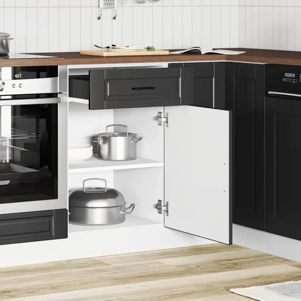 Black Engineered Wood Kitchen Base Cabinet