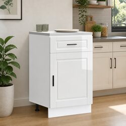 High-Quality White Gloss Engineered Wood Kitchen Cabinet