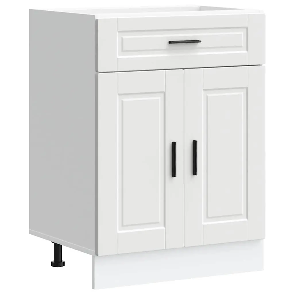 White Engineered Wood Kitchen Base Cabinet