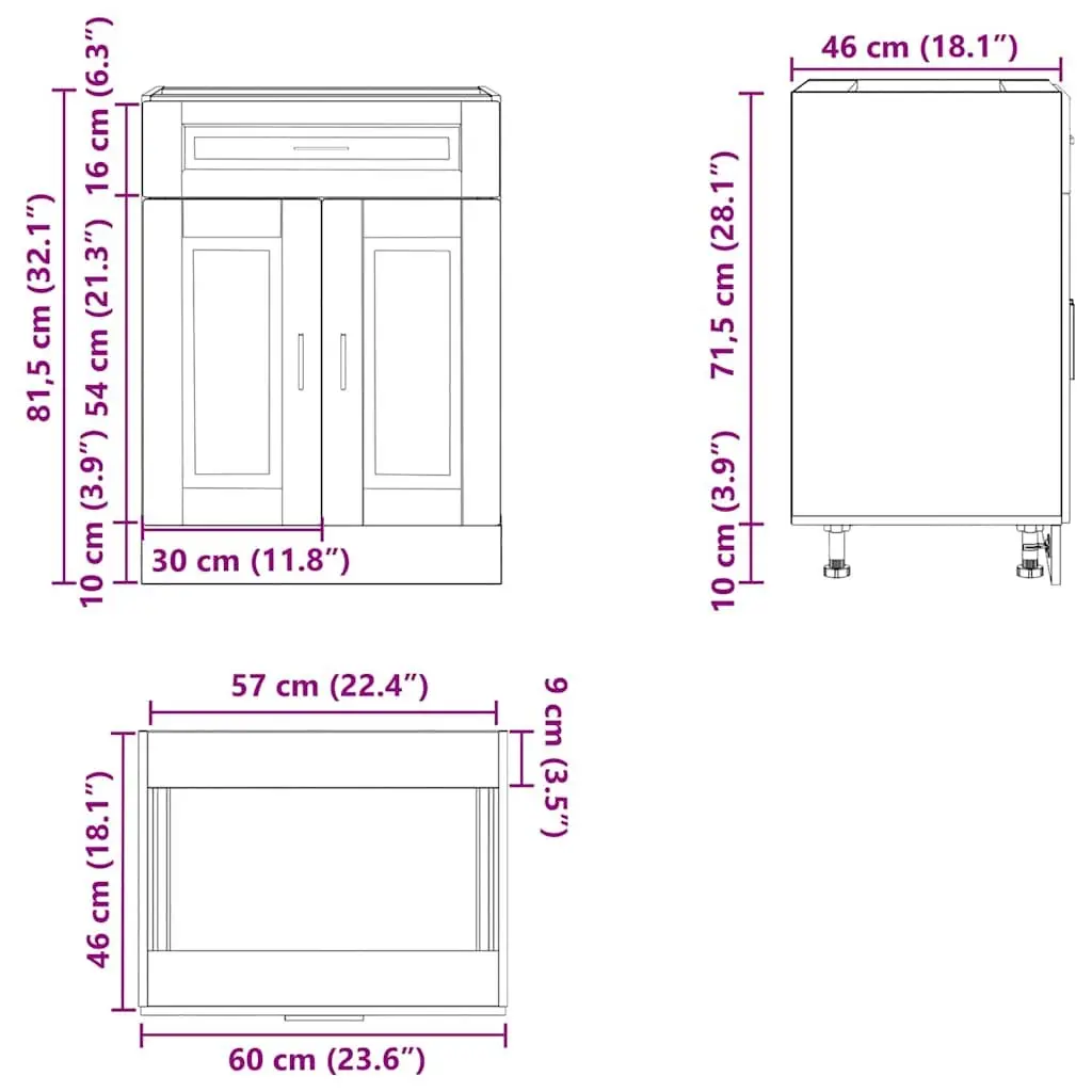 White Engineered Wood Kitchen Base Cabinet