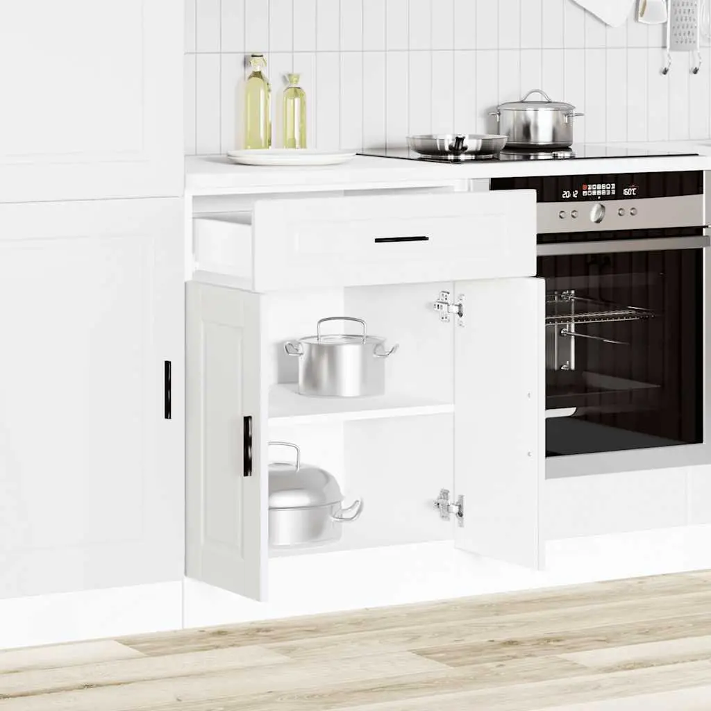 White Engineered Wood Kitchen Base Cabinet