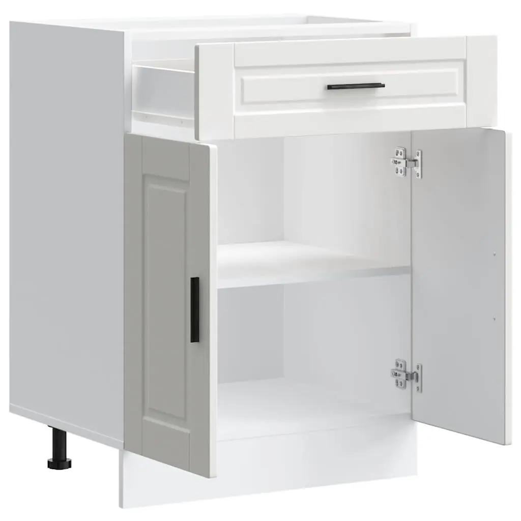 White Engineered Wood Kitchen Base Cabinet
