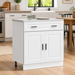 Kitchen Base Cabinet White Engineered Wood Storage Cupboard Furniture Door