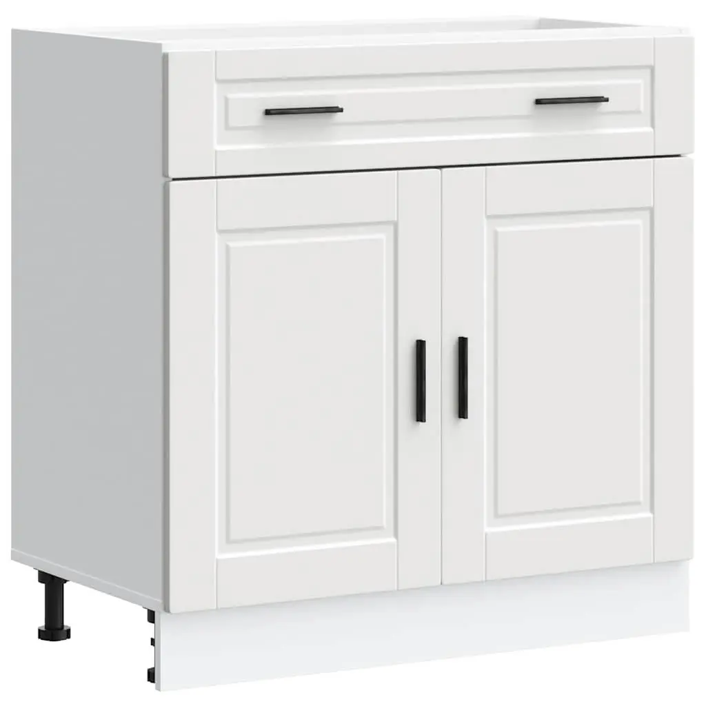 White Engineered Wood Kitchen Base Cabinet
