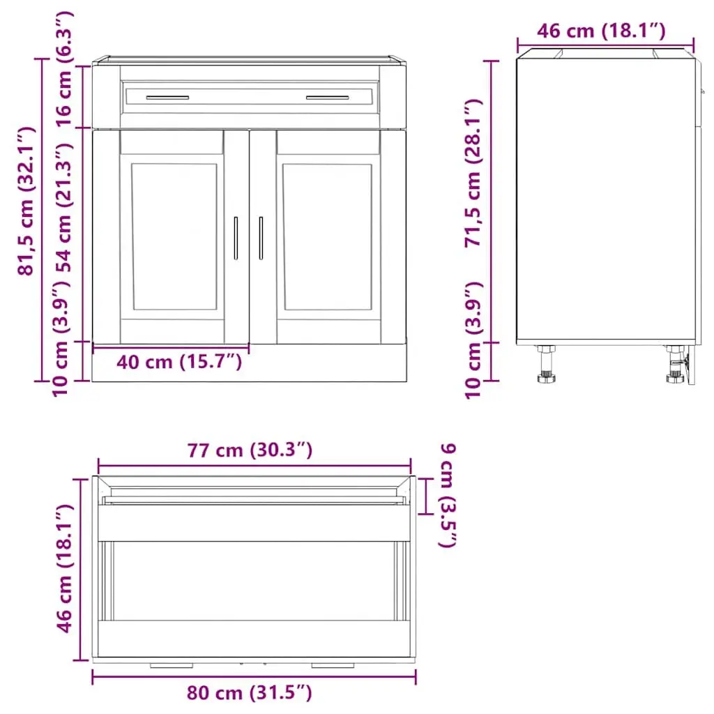 White Engineered Wood Kitchen Base Cabinet