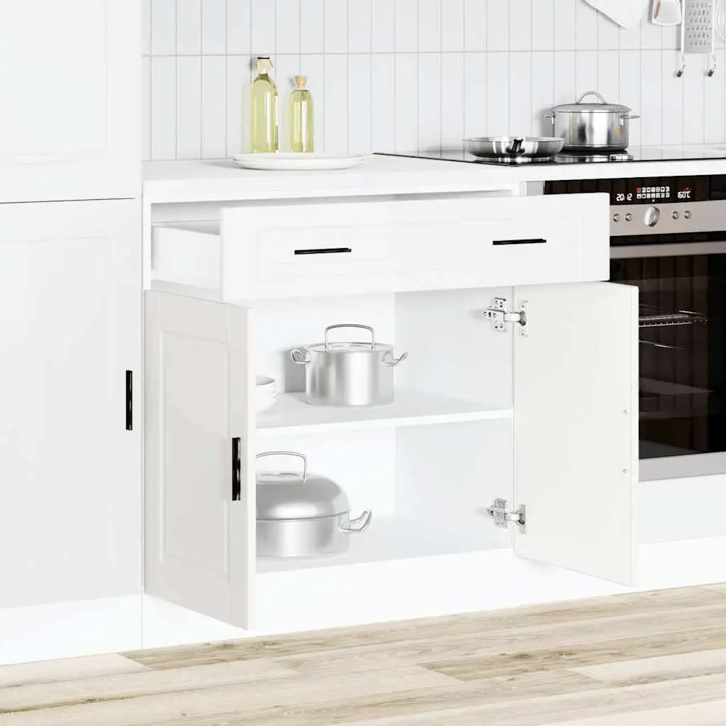White Engineered Wood Kitchen Base Cabinet