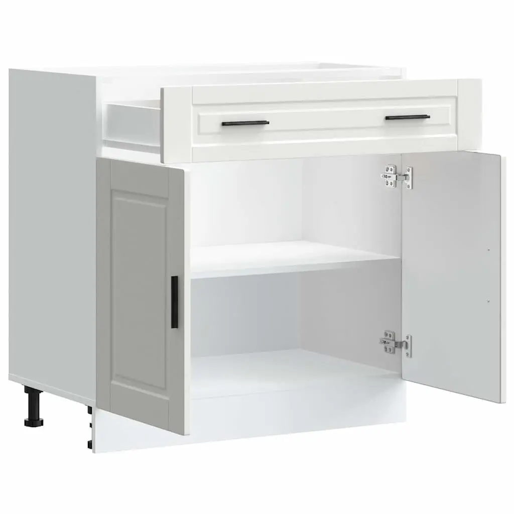 White Engineered Wood Kitchen Base Cabinet