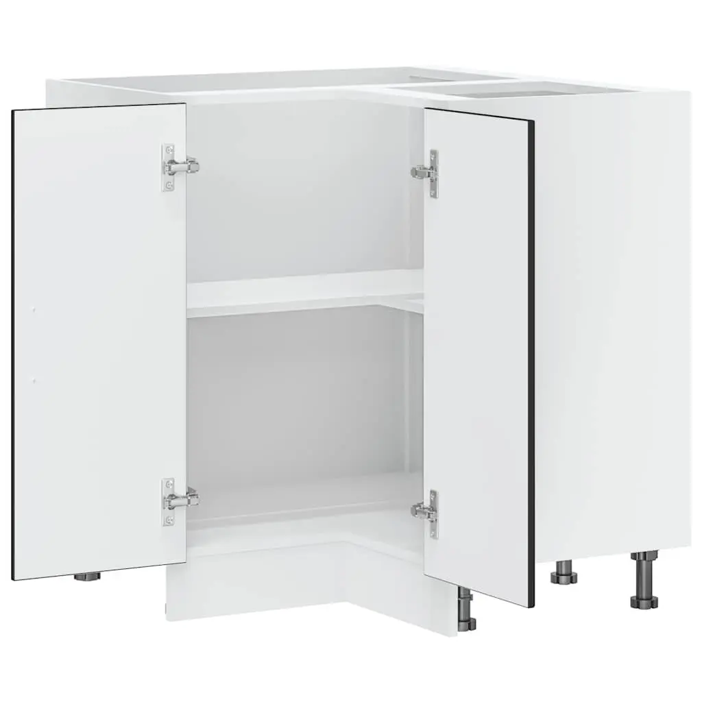 Black Engineered Wood Corner Base Cabinet