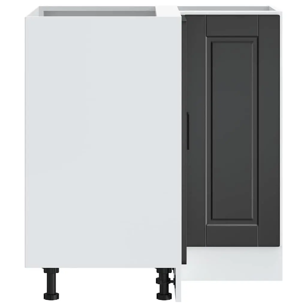 Black Engineered Wood Corner Base Cabinet