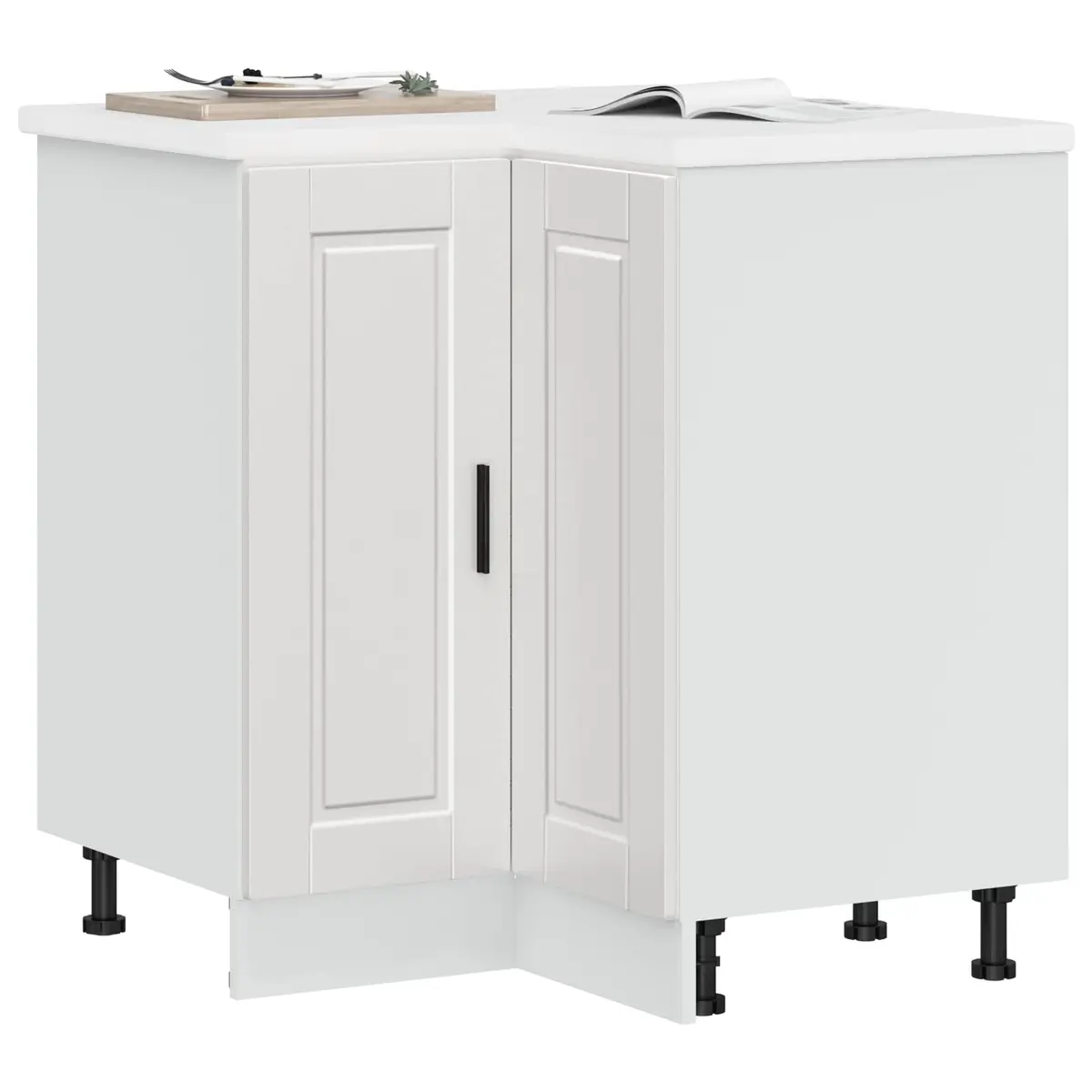 High Gloss White Corner Base Cabinet for Kitchen Storage