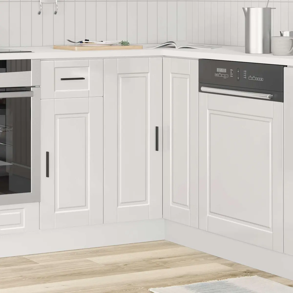 High Gloss White Corner Base Cabinet for Kitchen Storage
